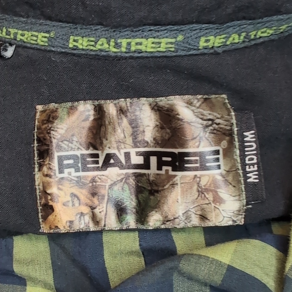 Realtree Button Up Snaps Long Sleeve Lightweight Plaid Shirt Mens Medium - Picture 7 of 10
